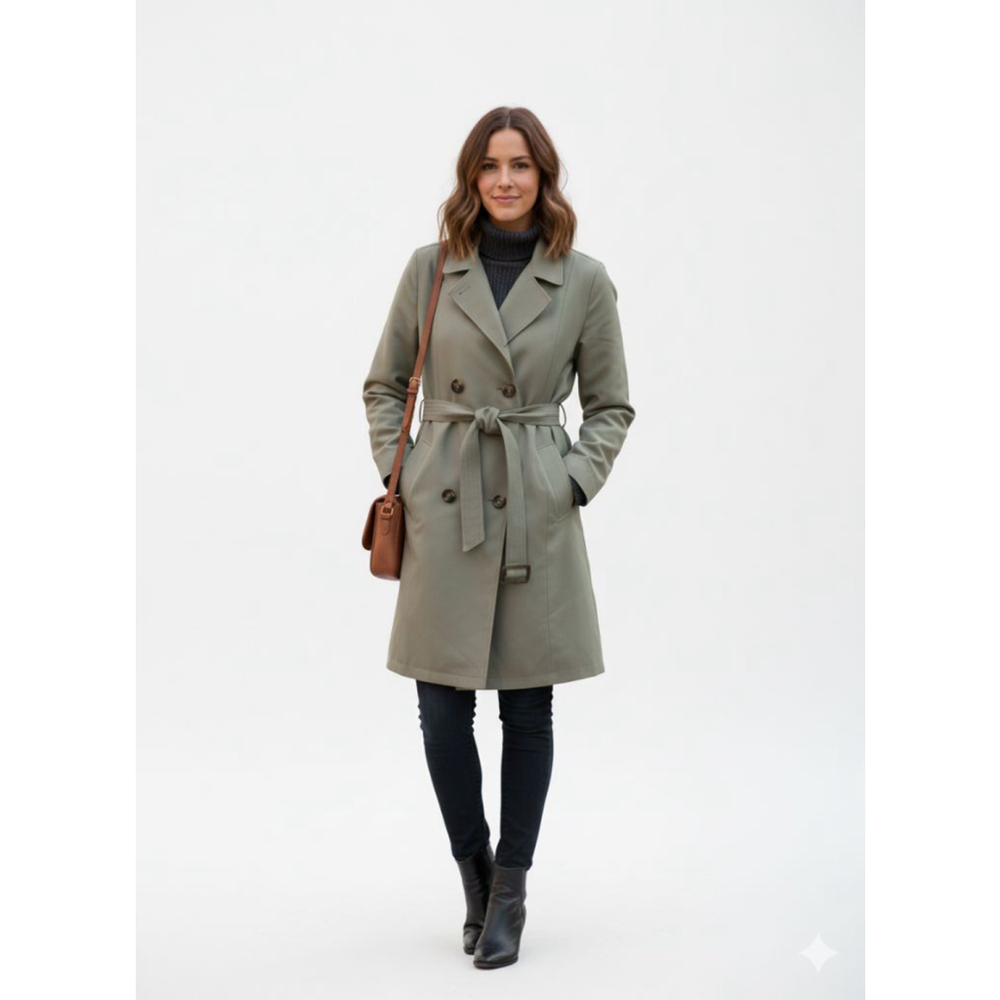 Reitmans 2X Sage Green Belted Trench Coat Women’s Plus Size NWT Lightweight